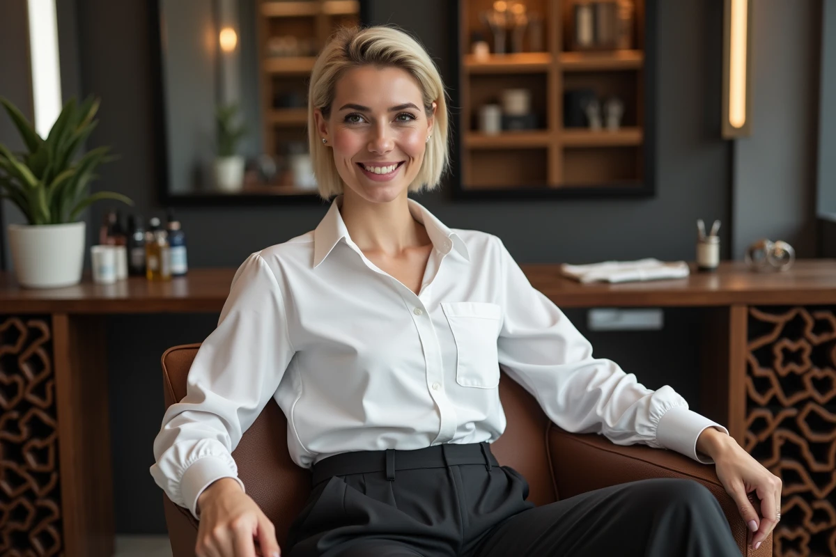 Coiffeuse moderne dans un salon haut de gamme