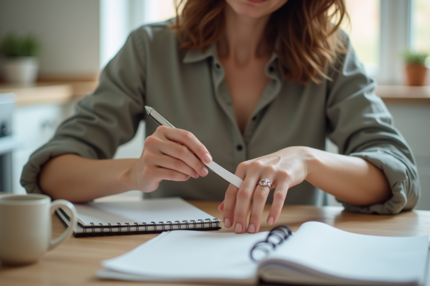 Jeune femme en train de fabriquer une bague à la maison