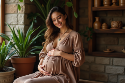 Femme enceinte avec bola en intérieur chaleureux