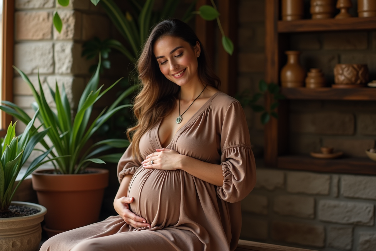 Femme enceinte avec bola en intérieur chaleureux